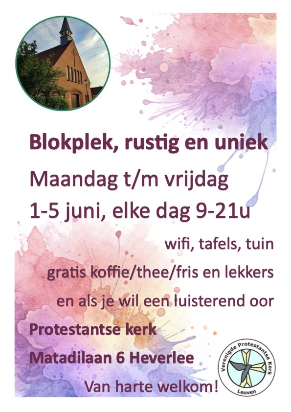 Affiche Blokweek — Blokplek in de Protestantse kerk Mariakapel Heverlee, 1–5 juni 2026