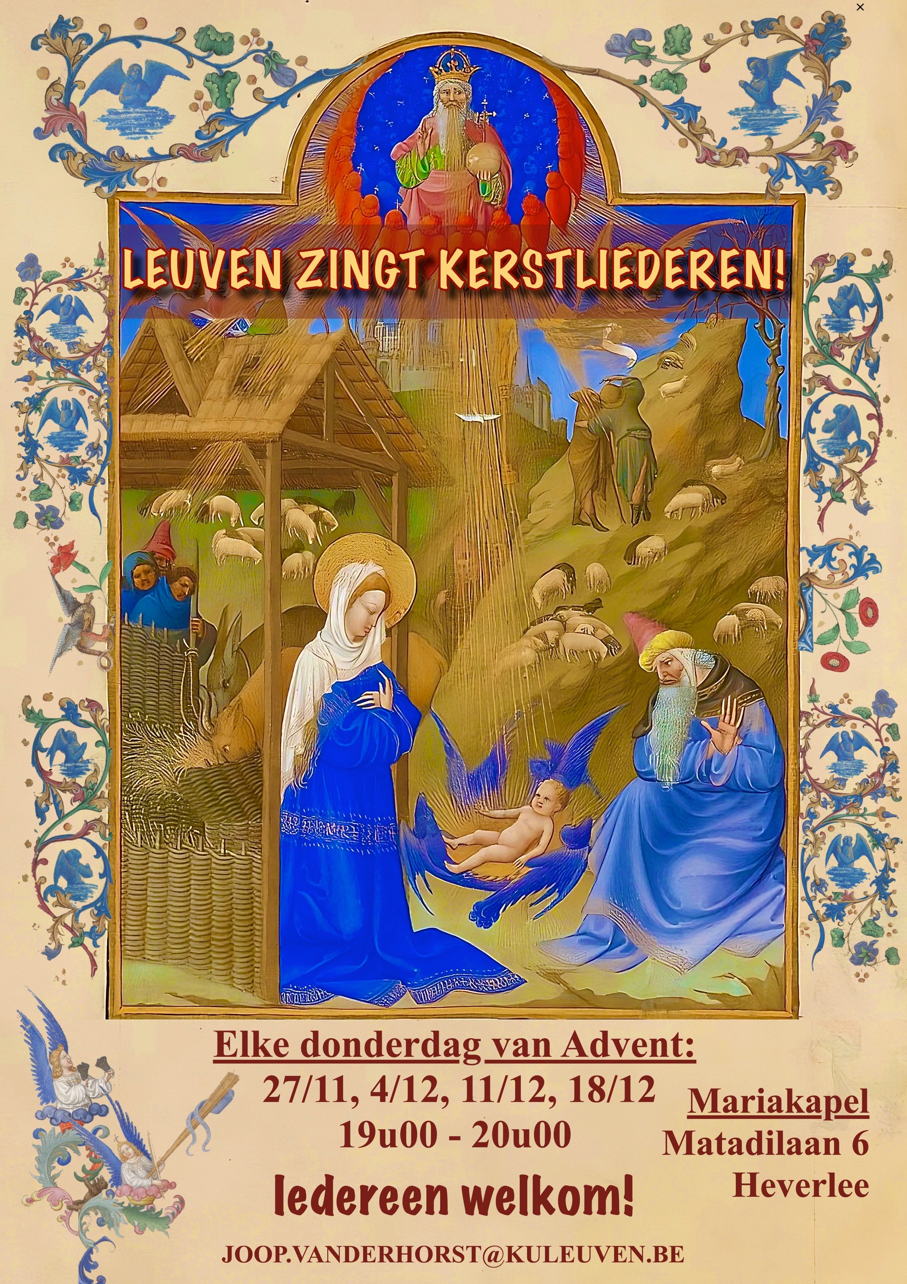 Flyer Leuven zingt kerstliederen — Mariakapel Heverlee, donderdagavonden in advent 2025